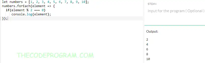 Javascript foreach arrow function example